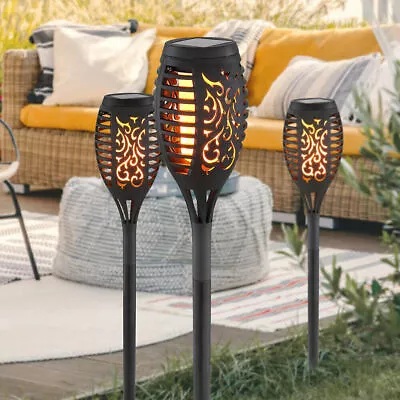 2/8x Flame Effect Solar Outdoor Lights Stake Garden Path Flickering LED Torch Li • £6.89