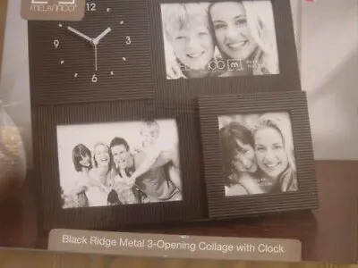 MELANNCO Black Ridge Metal 3-Opening Collage With Clock • $34.99