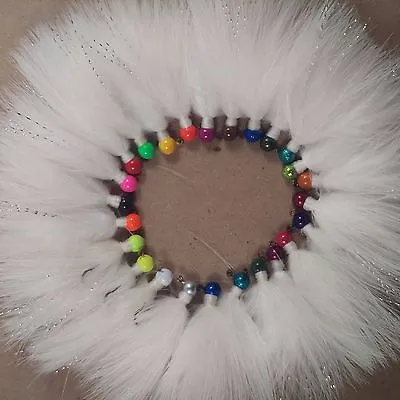 6pk Hand Tied Jig - All White Marabou Feather - You Pick Head Color • $13.40