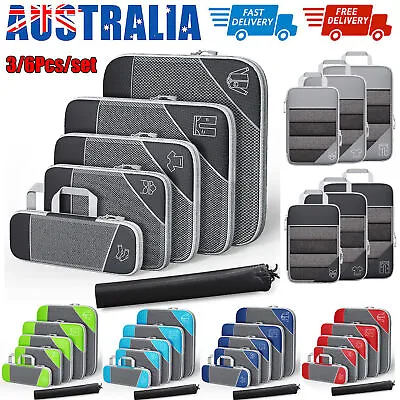 $29.58 • Buy 3/6Pcs Travel Packing Cubes Pouches Luggage Underwear Organiser Suitcase Bag Set