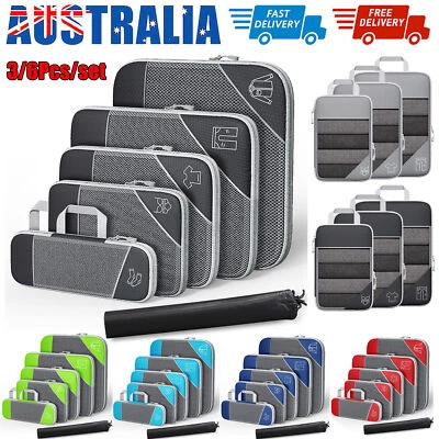 $29.58 • Buy 3/6Pcs Travel Packing Cubes Pouches Luggage Underwear Organiser Suitcase Bag Set