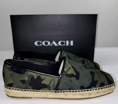 COACH Men's Shoes Espadrille Size 11 Camouflage Canvas Black Leather $175 NEW • $87.20