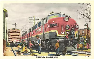 Monon Railroad / 1950 Christmas Homecoming / Linen Advertising Postcard • $9.99