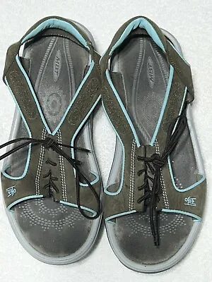 Women’s MBT “Staka” Beluga Grey Blue Comfort Slip On Sandals Shoes Size 9 • $49
