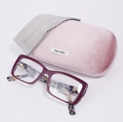 Miu Miu MU 03SV Eyeglasses Beige Havana Bordeaux Frame Demo Lens 140mm Full Rim • £139.99