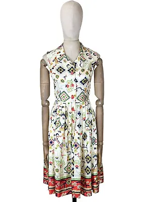 Rare Vintage Yves Saint Laurent Multicolour Silk Women's Dress Size 38 • $216.09