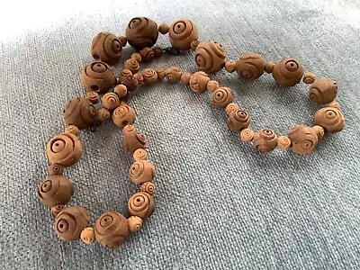 Vintage Hand Carved Wooden Necklace. • $3.11