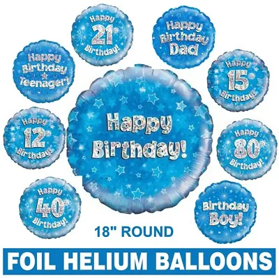 £1.99 • Buy Helium Balloon - Birthday Designs - Blue Foil Holographic ****37 Wordings****