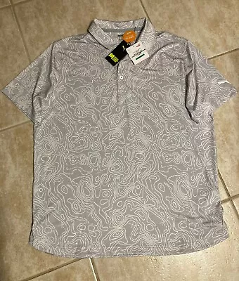 Puma NL Matter Polo Shirt Gray Print MENS Sz L  50+ UPF NWT $70 • $27.99
