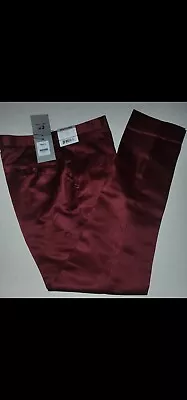 Kent & Park Mens Solid Burgundy Wine Mauve Satin Pants New 19.99 36 X 32 • $19.99