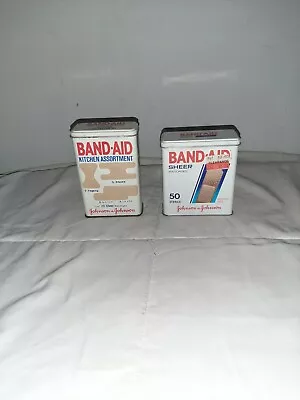 2 Metal Hinged Tins Box Johnson & Johnson BAND-AID Sheer And Kitchen Assortment • $14.99
