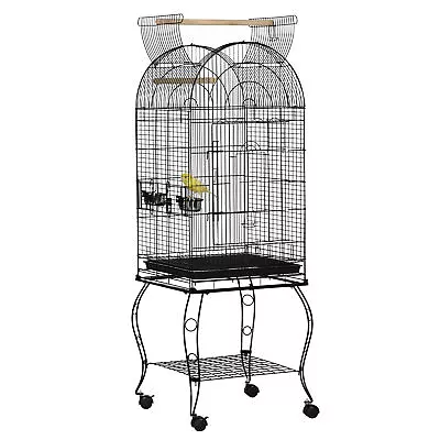 Large Black Metal Wire Bird Cage 51x51x153 Cm Parrot Macaw Cockatiel Finch Stand • £68.04