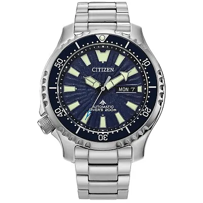 Citizen Promaster Dive Automatic Men's Day Date Silver Watch 44MM NY0136-52L • $255.99