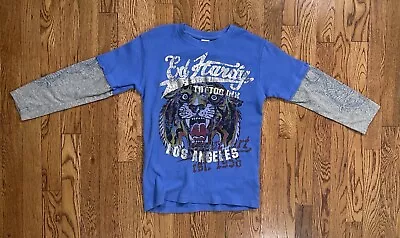 Ed Hardy Tattoo Ink Los Angeles Est 1956 T Shirt Blue Long Sleeves Kids Size L • $25