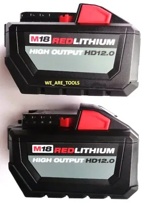 (2) NEW GENUINE HD 12.0 AH Milwaukee 48-11-1812 M18 Batteries 18V 18 Volt XC Red • $379.97