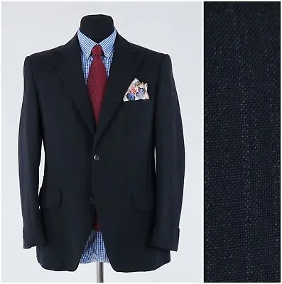 Mens Striped Sport Coat 40S US Size DACRON Vintage Wool Blazer Dark Grey Jacket • $69.99