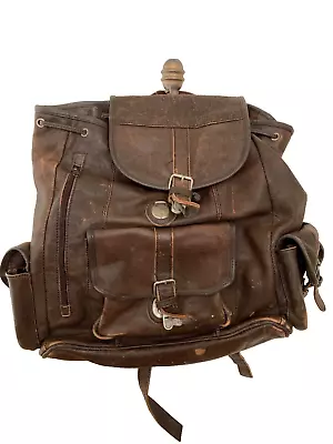 REEDERANG VINTAGE 1980's Distressed Brown Leather RUCKSACK Backpack • $85