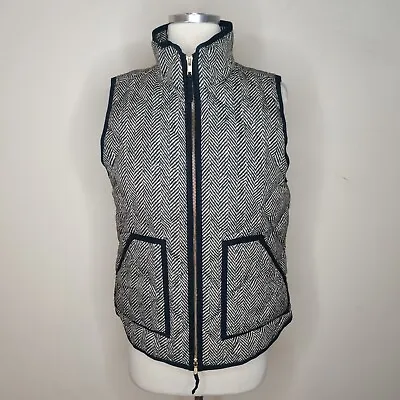 J. Crew Herringbone Down Puffer Vest Womens Small Zip Up Pockets • $17.49