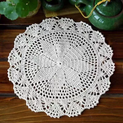 4Pcs/Lot Vintage Hand Crochet Lace Doilies Round Table Mats Flower Placemat 10  • $11.69