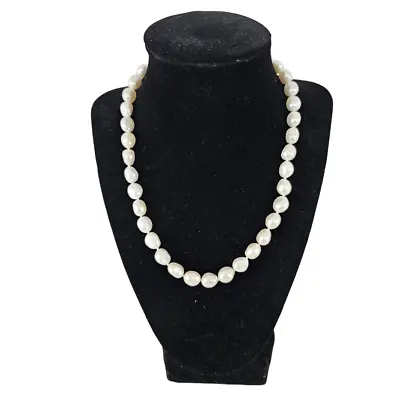 Vintage White 7-8mm Pearl Necklace Sterling Silver Lobster Clasp 17 Inch • $39.99