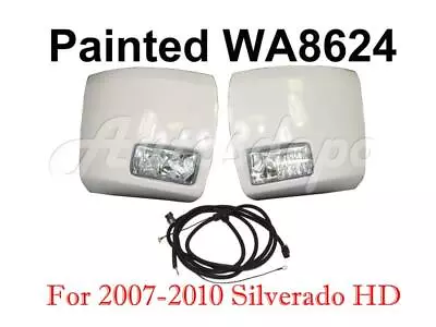 WA8624 White Front Bumper Cap Fog Light Harness For Silverado 2500HD 2007-2010 • $205.67