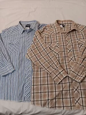 Wrangler Shirts Lot Of (2) Pearl Snap Western Plaid Men's Size 4X Big  • $24.90