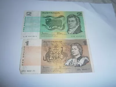 $1 & $2 Australia Banknotes - Circulated - See Photos - Free Postage!! • $0.01