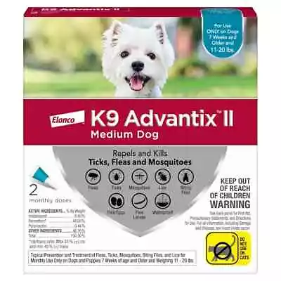 K-9 Advantix II Flea Control For Medium Dogs (11-20 Lbs) 4 Dose/4 Month Supply • $70.75
