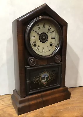 W.L. Gilbert Gem 8 Day Time And Strike Mantel Table Shelf Clock • $202.25