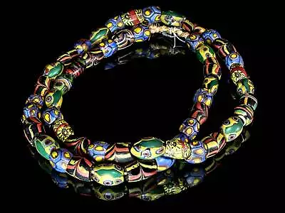 A Mixed Strand Of Oval Antique Venetian Millefiori African Trade Beads CRBM_1064 • $345.35