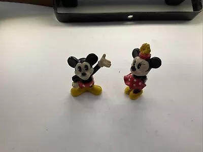 Vintage Disney Miniature Figures Mickey And Minnie 2 1/4” Tall • $15