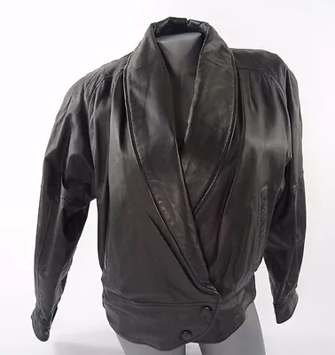 Vintage Leather Womens Black Thinsulate Motorcycle Jacket Size M • $47