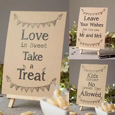 Vintage Wedding A5 Signs | Leave Your Wishes - Kids Corner - Love Is Sweet Bar • £4.95