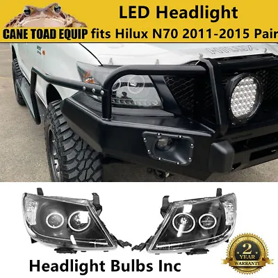 Headlights Black DRL Halo Projector Angel Eyes Pair Fits Toyota HILUX N70 2011-2 • $394.90