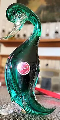 Murano Glass Bird / Duck With Original Label Green / Teal • $45