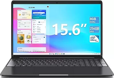 SGIN 15.6 Inch Laptop 8GB RAM 256GB SSD Celeron Quad-Core Up To 2.8GHz PC Noteb • £159.99