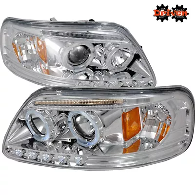 Ford F150 Truck Harley Lighting 1PC Headlight Corners Chrome Projector Halo LED • $154.99