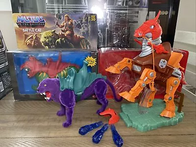 BATTLE CAT + FLOCKED PANTHOR + STRIDOR MASTERS Of The UNIVERSE ORIGINS 2020 5in. • $39.99