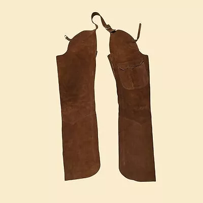 Vintage 1980s Leather Chaps In Size Medium Vintage USA Made Brown Leather Chaps • $125