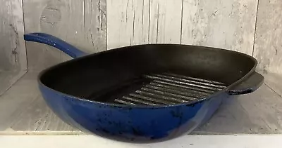 Le Creuset Oval Cast Iron Griddle Frying Pan Blue Enamel - 32 Cm • £19.99