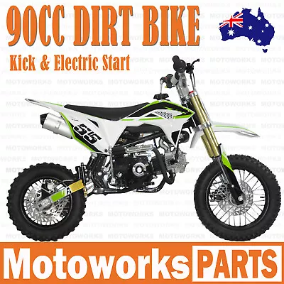 90cc Dirt Trail PIT Bike Motor 2 Wheels Electric Start Semi Auto Junior Bike GRE • $899