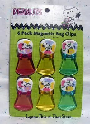 Peanuts Snoopy Spring Easter Magnetic Bag Clips 6 Pack New (7/6815) • $15.99