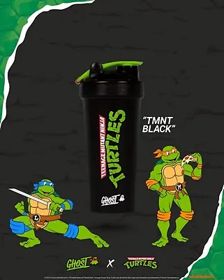 NEW Ghost X TMNT Shaker Cup Blender Bottle Teenage Mutant Ninja Turtle Black • $26