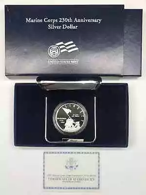 2005-P Marine Corps 230th Anniversary Proof Silver Dollar W US Mint OGP Box COA • $57.66