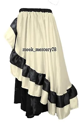 Half Circle Women Pleated Skirt Cream Belly Dance Satin Steampunk Skirt S57 • $42.27