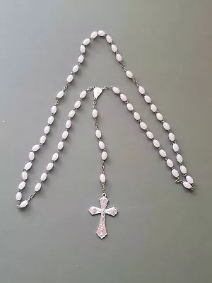 White Plastic + Metal Crucifix Rosary #86 • £0.99