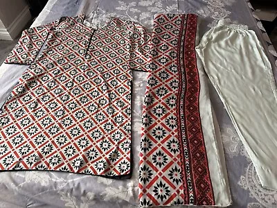 Ladies Pakistani Linen Casual Salwar Qameez Suit Size Small  • £12