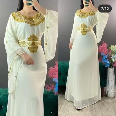 Eid Special Royal Moroccan Dubai Caftan Farasha Maxi Abaya Party Wear Dresses • $57.19