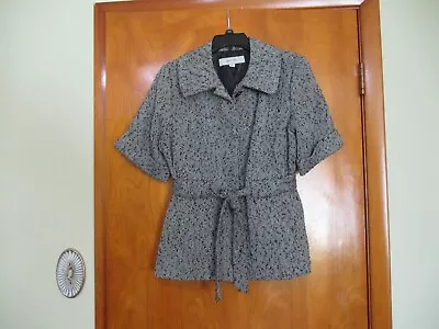 Merona - Women's Black/White Tweed Belted Short Sleeve Jacket/Blazer Size Medium • $16.99