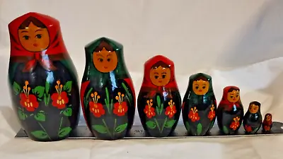 Vintage Russian Babushka Matryoshka Nesting Dolls Set Of 7 Hand Painted • $29.99